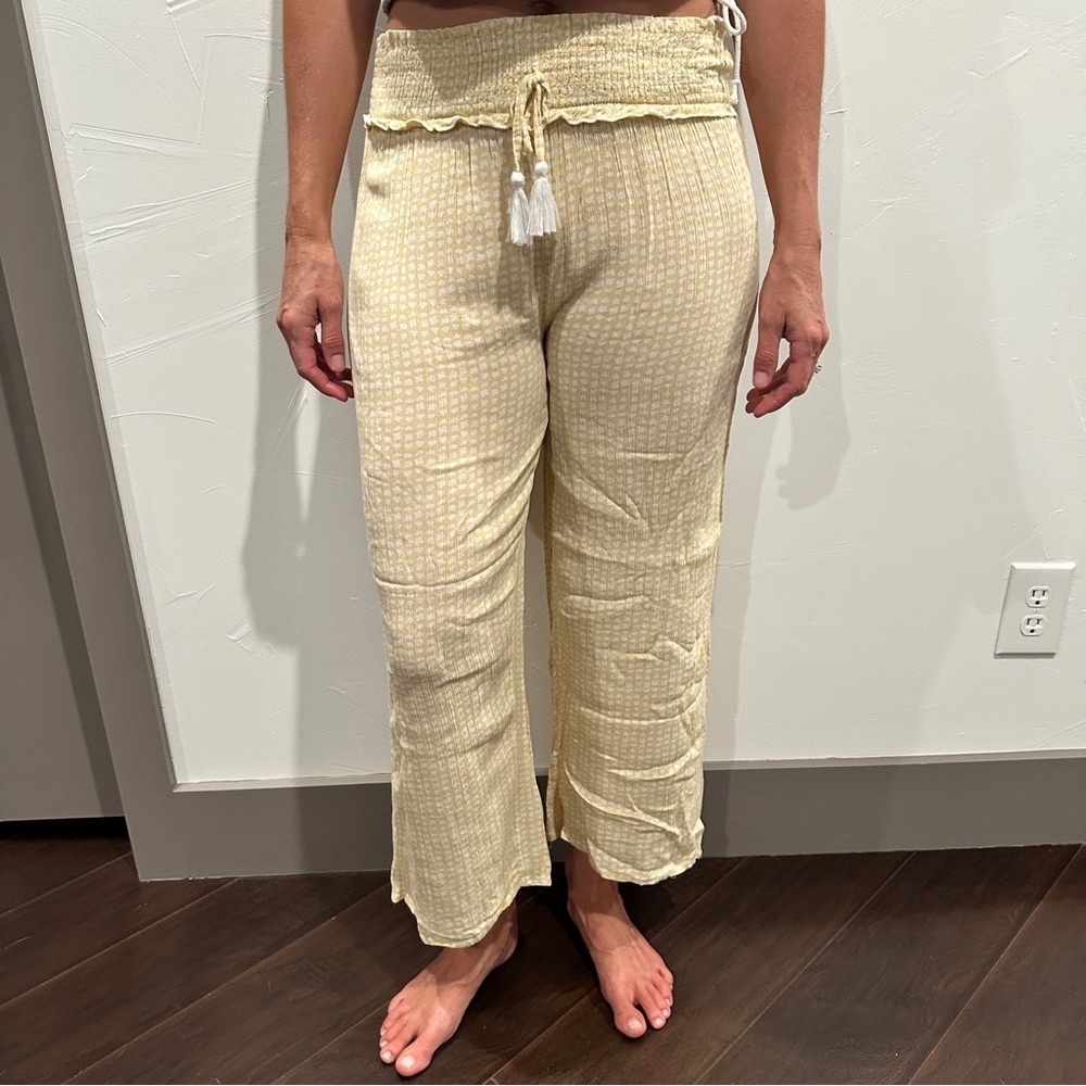 Kiwi & Punch Yellow and White Wide Leg Pant, Size Small
